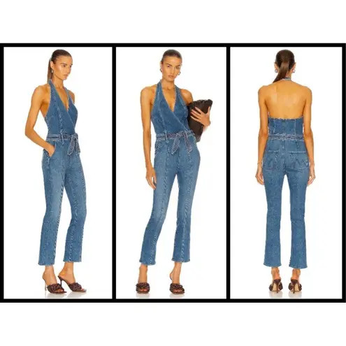 đź’•MOTHER DENIMđź’• Halter Hustler Jumpsuit Ankle A Groovy Kind of Love 34 70s Blue