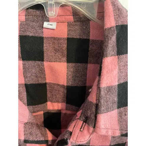 Women’s Flannel Shirt Size 2XL Blush Black Grey New Without Tags Pink