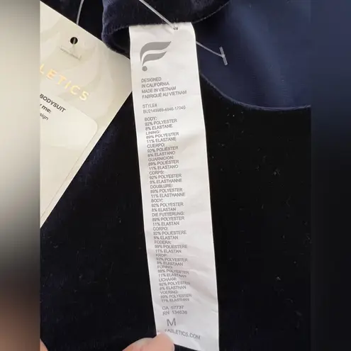 Fabletics  NWT Gigi Velour One Shoulder Thong Bodysuit in Navy Blue Size M