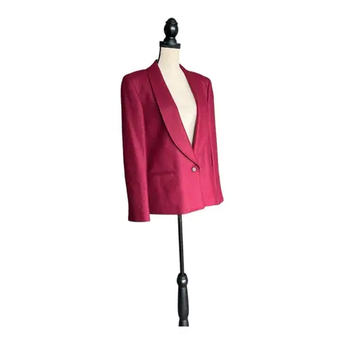 Vintage 70s Daks Red Tailored Blazer with Shawl Lapels Size 10