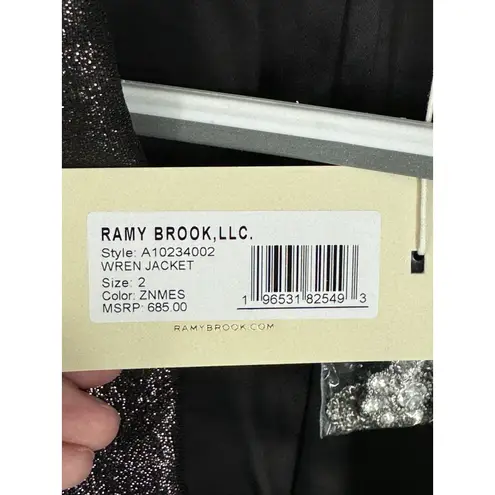 Ramy Brook Women's Gold Wren Lined Metallic Single-Breasted Blazer Size 2