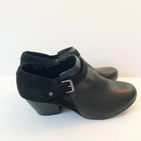 American Eagle Booties Ankle Boots Wide Black Faux Leather Buckle Accents 11W Size 11
