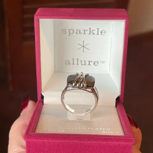 Silver Sparkle Allure Green Abalone Ring Size 9