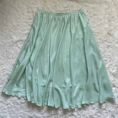 Vince Skirt Gathered Pull-On Midi 100% Silk in Sea Foam Green XL NWT New