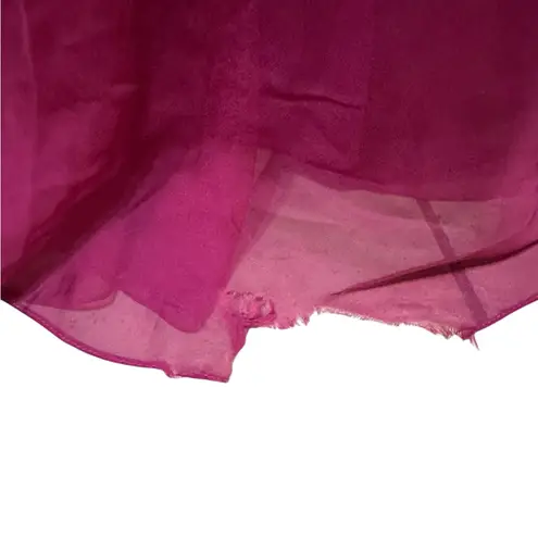 Mac Duggal Ieena Hot Pink A Line Cut Out V Neck Back Long Sleeve Maxi Dress Sz 6