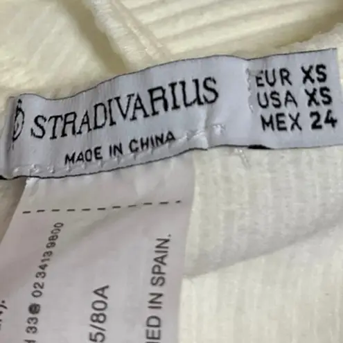 Stradivarius White Ribbed Knit Racerback Sleeveless Cami Camisole Tank Top Sz XS