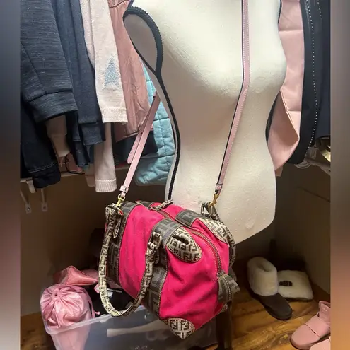 Fendi Authentic  RARE Barbie Pink & Monogram Forever Bauletto Boston Bag