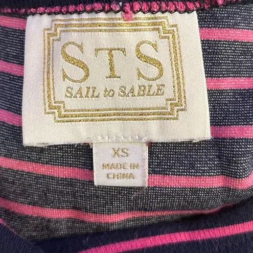 Sail To Sable Size XS Smiling In Stripe Shift Dress Navy Blue Pink Nautical