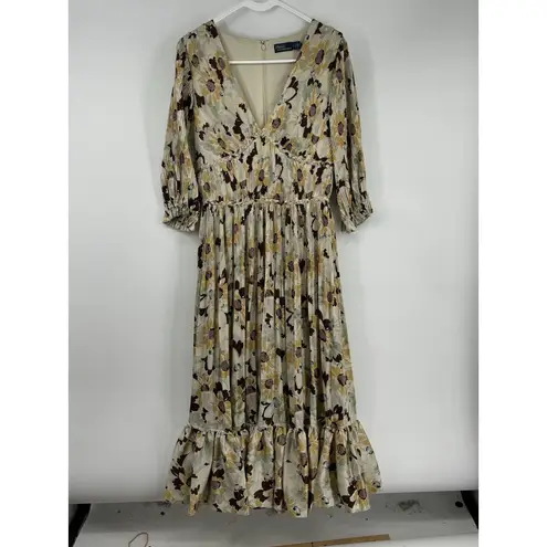 Polo Ralph Lauren Floral Pleated Satin Dress Sunflower Floral size 4 Cottage