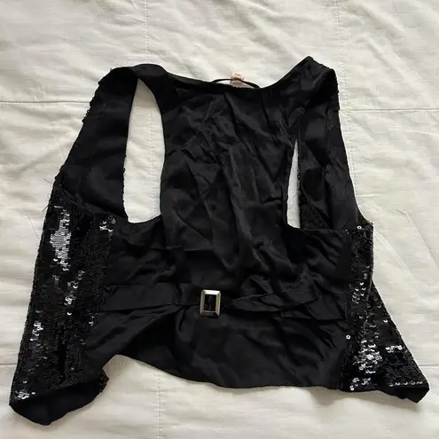 Vintage silk Black sequin vest size small