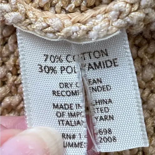 margaret o'leary Margaret O’Leary gold tan knit shirt sleeve cardigan with pockets, size L boho