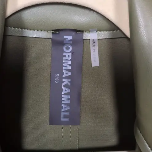 Norma Kamali Green Vegan Faux Leather Blazer Pockets Hook and Loop Women's Small