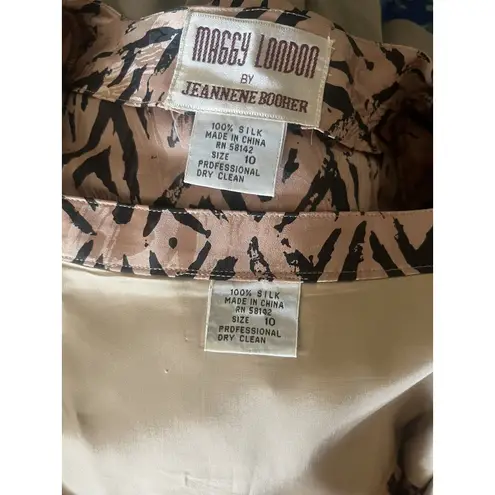Maggy London Two Piece Blazer Skirt Set Silk 10 Vintage