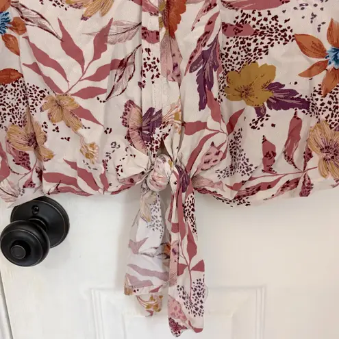 Love Stitch Lorna Tie Front Top Pink