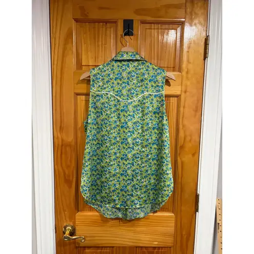 Cinq à Sept Cinq A Sept Womens Leon Sleeveless Pearl Snap Floral Print Blouse Size Large - Image 5