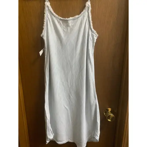 Bella Dahl Denim Chambray Frayed Hem Slip Dress Light Wash Size M