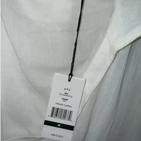 White Gauzy Cotton Hermoza Caftan Beach Swim Coverup Dress Women’s Medium