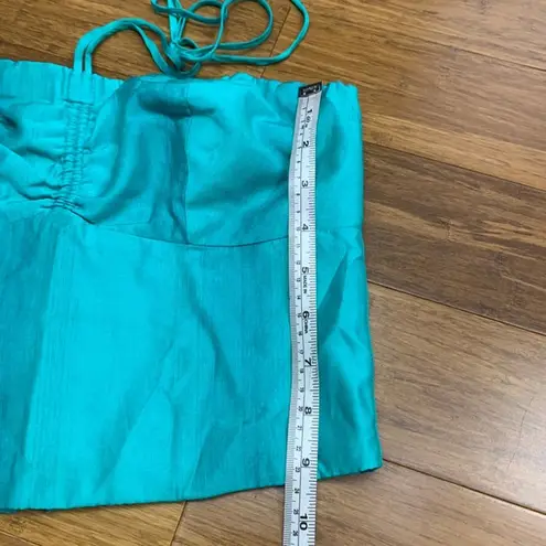 ViX Paula Hermanny Mirella Halter Top Womens Size Small Turquoise Blue Smocked