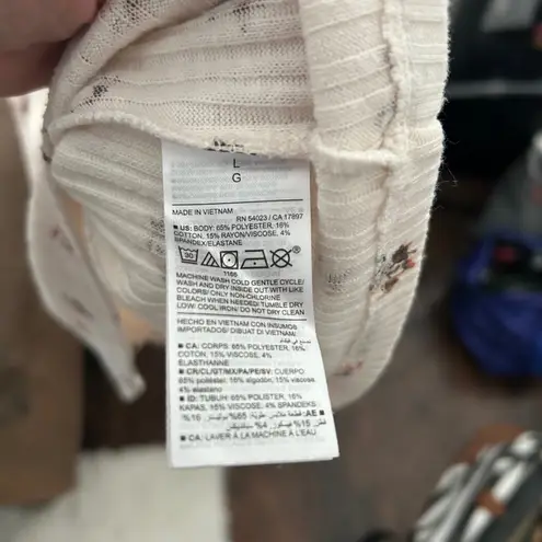 Old Navy  Floral Ribbed‎ Knit Top Scoop Neck Short Sleeve Tee Shirt L