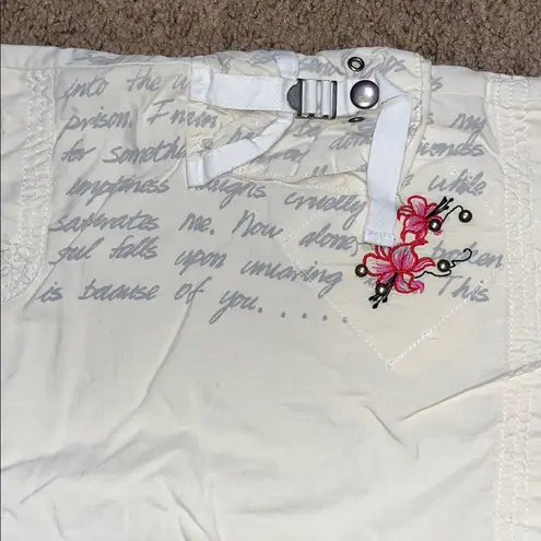 DA NANG Y2K VTG Vintage Silk Cargo Embroidered Low Rise Bermuda Shorts Cream M Size M