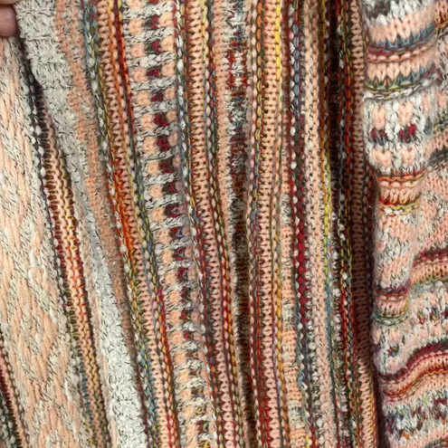 R Apparel Hooded Knit Cardigan Sweater Coat S/M Multicolor Boho Fringe Longline