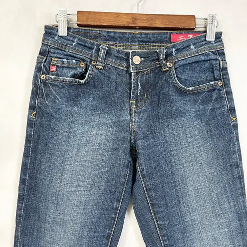 Seven7 Women Flare Jeans Size 25 Low Rise Distressed Boho Festival Y2K Retro