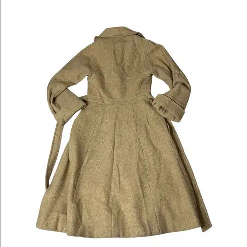 PEABODY HOUSE New York Beige Coat Wool Button Up Belted Fully Lined 70s