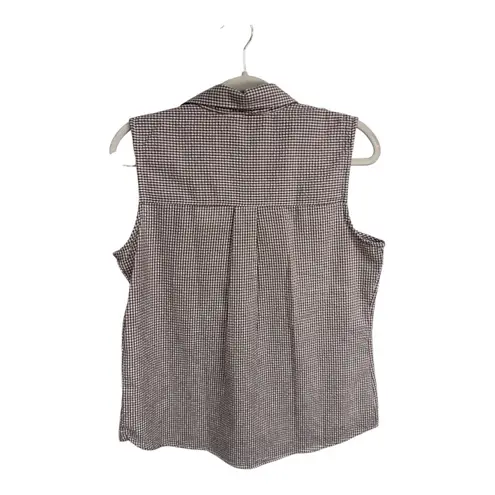Keren Hart Brown Gingham Sleeveless Button Down Collared Top Cottagecore Women S