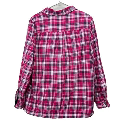 LL Bean Pink Plaid Fleece Lined Flannel Shirt Jacket Shacket MEDIUM