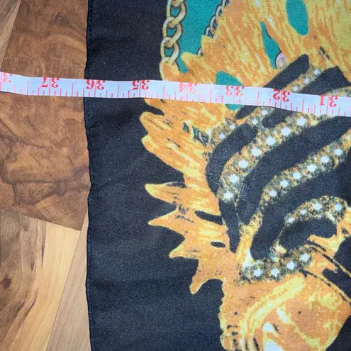 Gianni Bernini Scarf Emerald Chain Tiger Print Square Accessory Fashion NWT Black