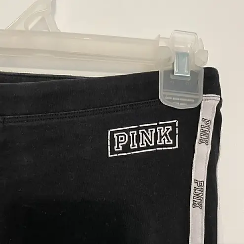 PINK - Victoria's Secret PINK VS VICTORIA'S SECRET Black White Double Side Stripe Tape Spellout Leggings