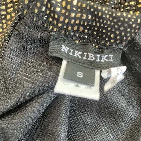 NIKIBIKI bodycon black/golden short dress size Small long sleeves NWOT
