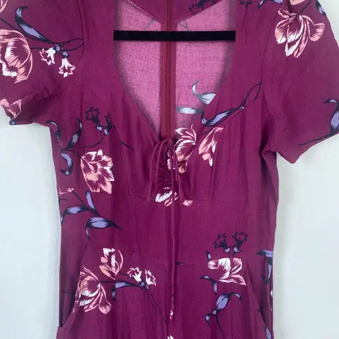 Yumi Kim Now or Never Sweetheart Floral Jumpsuit Purple Anthropologie Size XS