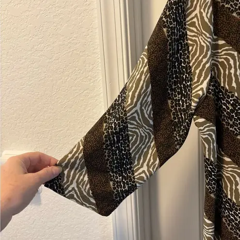 Serengeti Vintage Kaftan Style Brown and Cream Striped Women's Dress Maxi Size XL