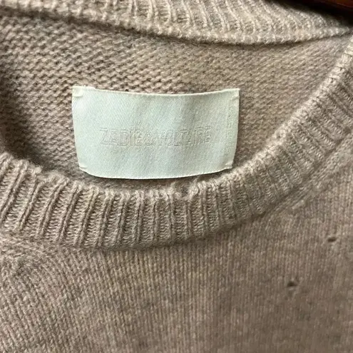 Zadig & Voltaire NWT Markus Heart Destroyed Cashmere Sweater Pink M