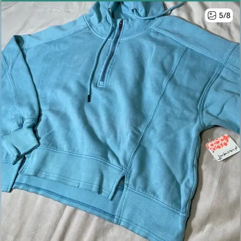 Free People Movement Intercept 1/2 Zip Hoodie Blue