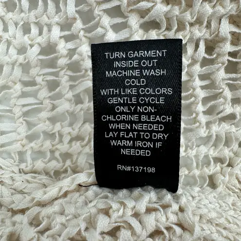 Tahari Sweater Cardigan Womens Open Knit Cream Open Front Dolman 3/4 Sleeve Top