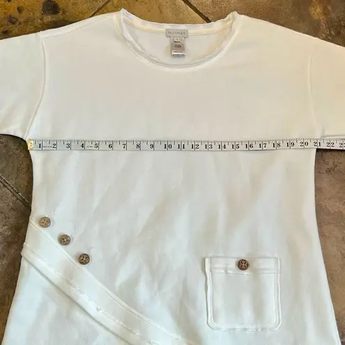 Multiples Women’s White Sweatshirt Front Pocket Buttons 8