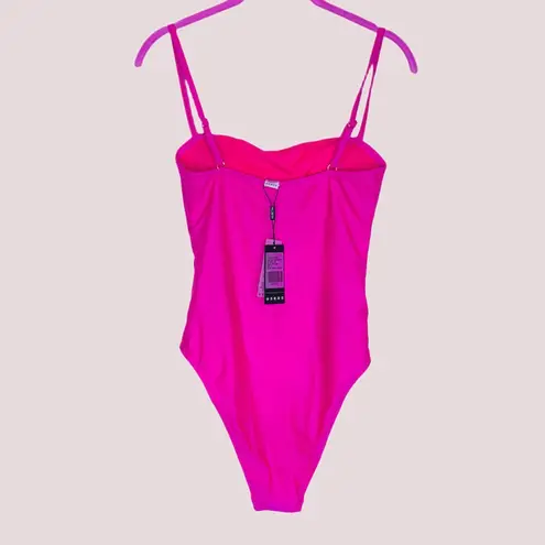 Relleciga NWT‎  Women's Neon Pink Bandeau One Piece Swimsuit - Small