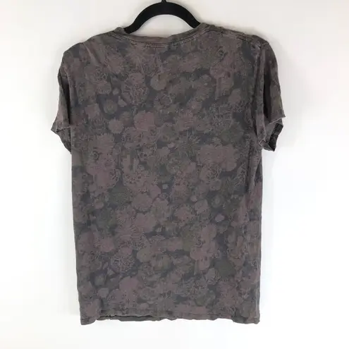 IRO Womens T Shirt Top Linen Knit Short Sleeve Floral Purple XS