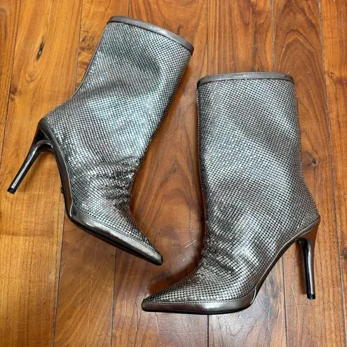 Carvela Heeled Armour Boots Chainmail Mesh 36.5 / 6 Silver