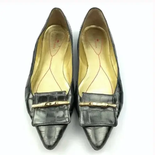 Elaine Turner Julia Pewter Tortoise Print Leather Flats Sz 8.5