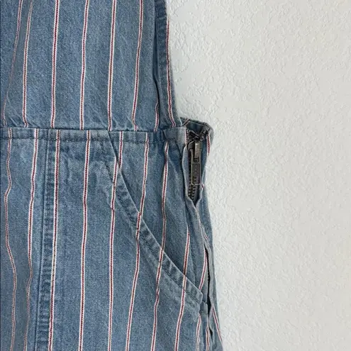 Blue and White Striped Romper with Shoulder Straps