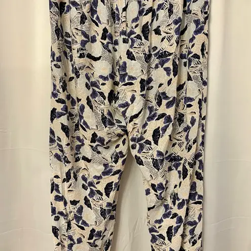 FatFace Women’s Tapered Floral Patterned Pants 34” Waist Blue Size 30