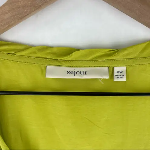 Sejour Lightweight Green Silk Cotton Beaded Sequin Embellished Tank Top Size 18W