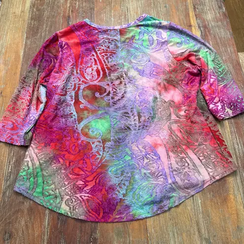 Women's Caleaas Top Petite XL Red Green Tie