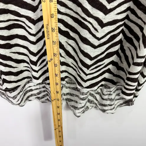 Elie Tahari Tahari Top 1X Brown White Zebra Print 100% Linen Safari Chic Resort Boho Coastal