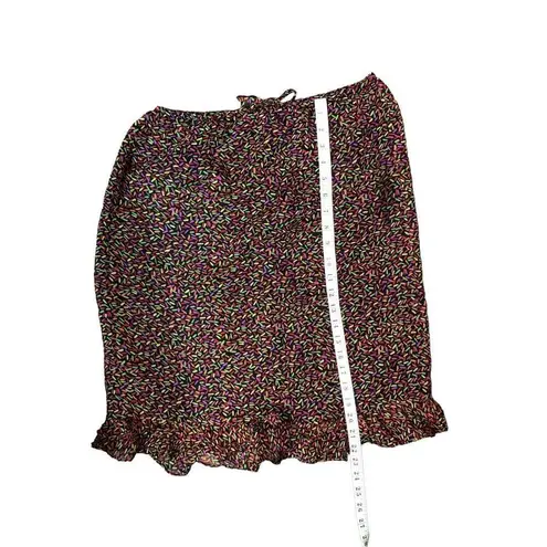 Allison Taylor Pure silk Vintage pure silk fully lined flutter ruffle hem abstra