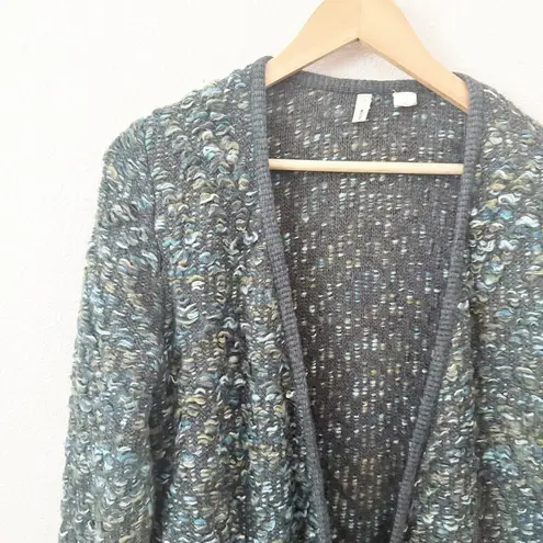 MOTH x ANTHROPOLOGIE | Keavy Jacquard Jacket Sweater Greens Blues Grays | Medium Blue