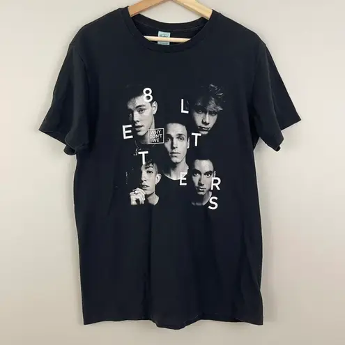 WHY DON'T WE Black & White 8 Letters Graphic Band Tee Size L